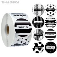 ☃♣ 50-500pcs simple black and white thank you sticker gift seal sticker 1 inch baking packaging decoration sticker