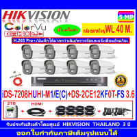 กล้องวงจรปิด Hikvision ColorVu 3K รุ่น DS-2CE12KF0T-FS 3.6mm.(6)+iDS-7208HUHI-M1/E(C)+ชุดอุปกรณ์ครบเซ็ต