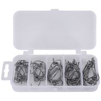 51Pcs Fishing Hooks High Carbon Steel Worm Senko Bait Jig Fish Hooks with Plastic Box