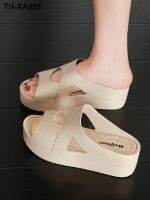 ✥卍 2023 new summer non-slip muffin sandals and slippers high-heeled womens ultra-thick home thick-bottomed wedge bathroom