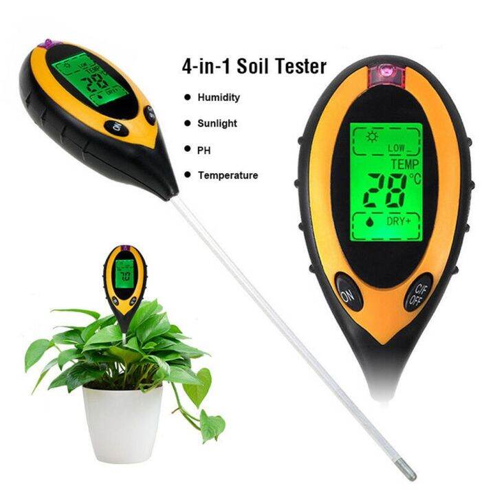 4-in-1 LCD Digital Soil Meter – PH, Temp, Sunlight & Fertility/Hygrometer For Plants