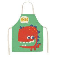 Cartoon Dinosaur Cute Apron Childrens Kitchen Baking Parent-child Apron  Apron Creative Animal Print Overalls Aprons  Woman Aprons