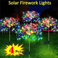 1/2/4Pcs Solar LED Firework Fairy Light Outdoor Garden Decoration Lawn Pathway Light For Patio Yard Party Christmas Wedding