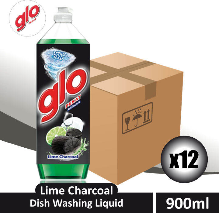Glo 800ml Active Foam Lime Charcoal Dishwashing Liquid (By Carton x12