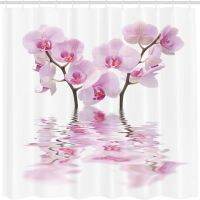 【cw】 Fashion floral shower curtain wild with mirror water fragrant bouquet hooks tarpaulin bathroom decoration 1