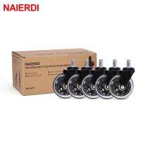 5PCS NAIERDI 3" Universal Mute Wheel Office Chair Caster Replacement 60KG Swivel Rubber Soft Safe Rollers Furniture Hardware Furniture Protectors  Rep