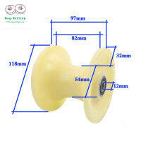 4.6นิ้วเลื่อนล้อไนล่อนรอกลูกกลิ้ง,ล้อส่ง,ล้อจำกัด,ล้อคู่มือ Wtih แบริ่ง,U-ร่องเส้นผ่าศูนย์กลาง85Mm.