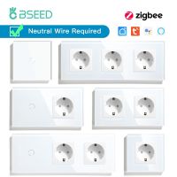 BSEED Zigbee Touch Switches 1/2/3Gang Smart Light Switch EU Wall Sockets Wall Switches Multi-Control Tuya Smart Life APP Alexa Ratchets Sockets