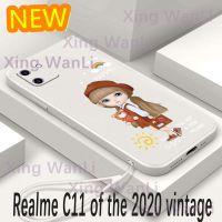 สำหรับ สำหรับเคสโทรศัพท์ Realme C11 2020 โทรศัพท์มือถือป้องกัน Lanyards กรณีสาวน่ารัก