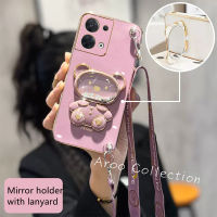 Phone Case เคส Infinix Zero 30 5G Zero 5G 2023 แฟชั่นน่ารักเป็นประกายและตัวยึดกระจกแต่งหน้ารูปแรคคูนเคสโทรศัพท์ Infinix Zero30 5G ปกป้องเลนส์ฝาครอบแบบนิ่มพร้อมสายคล้อง