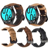 Tali jam tangan kulit asli Retro asli kualitas GPS 24mm untuk TicWatch Pro 5 aksesoris gelang kulit asli