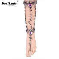 Best Lady Multicolor Crystal Bohemian Anklets Bracelets For Women Long Leg Chain y Summer Fashion Statement Jewelry Hot 5270