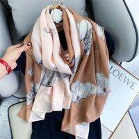 [Ready Stock]New fashion womens printed shawl cotton linen silk scarf long scarf 90*180cm beach towel sunscreen shawls