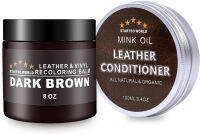 STARTSO WORLD Leather Recoloring Balm with Mink Oil Leather Conditioner, Leather Repair Kit for Couches, Dark Brown Leather Dye for Furniture, Car Seat, Sofa, Shoes, Vinyl