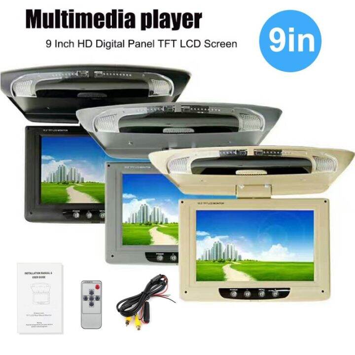9 inci ultrathin Car Roof Mount LCD Color Monitor Flip Down Screen
