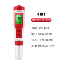 4 in 1 PH TDS EC Temperature Meter Digital Water Quality Monitor Tester for Pools Drinking Water Aquariums