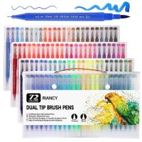 【❖New Hot❖】 zangduan414043703 Fineliner ภาพวาดสีน้ำเซ็ตปากกามาร์กเกอร์ปลายคู่ปากกาพู่กันทำเล็บสีเครื่องเขียนโรงเรียนอุปกรณ์04371