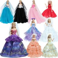 【Ready Stock】 ∋❧ C30 12 Inch Doll Ball Gown Princess Layer Party Clothes Long Wedding Dress for Barbie Doll Accessories Toy