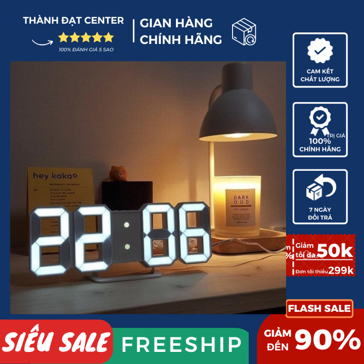 Hàng Chính Hãng ] Đồng hồ LED 3D treo tường, để bàn thông minh ...