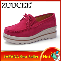 ีรองเท้าผู้หญิงZUUCEEของแท้รองเท้าหนังสำหรับผู้หญิงหนาด้านล่างLoafers Slip-Onsสบายๆแม่รองเท้าเดี่ยวรองเท้าผู้หญิงHeightenรองเท้าขนาดใหญ่35-42