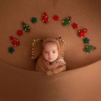 ❄ jfmkfmdm 7 pçs feltro de lã do bebê bonito árvore natal estrelas conjunto recém-nascido fotografia adereços decorações infantil foto tiro acessório