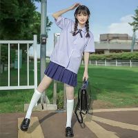 ชุดเสื้อชุดปักแขนสั้น Seifuku กระโปรงมีจีบนักเรียนเครื่องแบบนักเรียนสไตล์ไทยเครื่องแบบ JK ผู้หญิงหญิงสาว