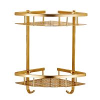 ✣⊕ Space Aluminum Tuhao Golden Corner Basket Toilet Bathroom Corner Rack Toilet Shelf Bathroom Shelf Wall Hanger