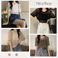 Mira_shop เสื้อถักไหมพรมสไตล์เกาหลีเกาใจ  เสื้อแฟชั่นผญ 73178#