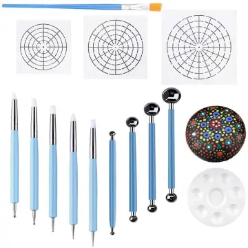 Mandala Dotting Stencil Tools Rock Painting Kit Ball Stylus Dotting Tools Include Stencil, Paint Tray (17 Pack), Other
