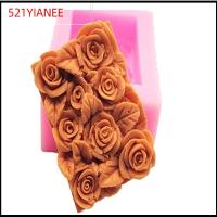 521YIANEE สีชมพูอมชมพู กุหลาบแม่พิมพ์ซิลิโคน ซิลิโคนทำจากซิลิโคน 8.76.73ซม. แม่พิมพ์สบู่กุหลาบ แม่พิมพ์สบู่รูปทรงซิลิโคน งานฝีมืองานประดิษฐ์