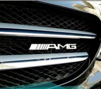 1Pc โลหะ AMG ด้านหน้า Grille สติกเกอร์รถ Grill Emblem Badge Chrome สติกเกอร์สำหรับ Mercedes Benz W202 W220 W204 W203 W210 W124 W211 W222 X204 W164 Auto รถจัดแต่งทรงผม