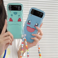 TTDD เคสซิลิโคนลายการ์ตูนน่ารักเคสสำหรับ Samsung Galaxy Z พลิก4 3 Z Flip3 ZFlip4 5G เกาหลีลูกปัดสีโซ่เคสโทรศัพท์