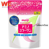 (Refill ขาว-ชมพู) Meiji Amino Collagen 5,000 mg 28วัน (196 กรัม) เมจิ อะมิโน คอลลาเจน ชนิดผง คอลลาเจนเปปไทด์