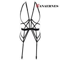 HANAERNES ผู้หญิงสีดำ Suspenders Punk Rock Novelty เสื้อผ้ากางเกงชุดชั้นใน GarterBody Harness Polyseter