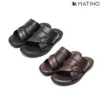 MATINO SHOES รองเท้าแตะชายหนังแท้ รุ่น MC/T 9322 - BLACK/BROWN