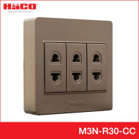 HACO เต้ารับเดี่ยว 2 ขา 3 ช่อง สีช็อกโก รุ่น M3N-R30-CC