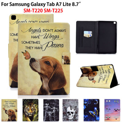 สำหรับ Samsung Galaxy Tab A7 Lite 8.7 SM-T220 SM-T225 T220 T225กรณีเด็กการ์ตูนสุนัขเสือซิลิโคน PU หนังปลอก