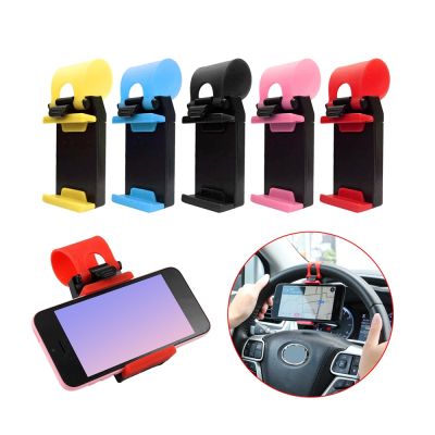 Universal Car Bracket Car Steering Wheel Phone Holder Clip Stand Elastic Buckle GPS Navigator Mount For Iphone Samsung Xiaomi Car Mounts