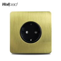 Wallpad EU Wall Socket Electrical Outlet Satin Gold H6 Brushed Brass Stainless Steel Panel