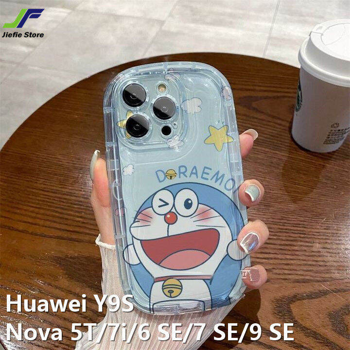 jiefie-เคสนิ่มใสกันกระแทกตกสำหรับ-huawei-y9s-nova-5t-7i-6-se-7-se-9-se-เคสมือถือคู่ลายการ์ตูนโดราเอมอนน่ารักเคสโทรศัพท์