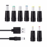 AOROU หัวต่อตัวผู้สายชาร์จอเนกประสงค์,8-In-1สายชาร์จ USB ถึง5521 DC เปลี่ยนปลั๊ก DC สายไฟ