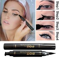 EVPCT 2 In 1 Eyeliner Stamp Double-ended Liquid Eyeliner Pencil Waterproof Stamp Seal Pen Quick Dry Triangle Seal Eye Liner TSLM