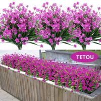 Fake Artificial Flowers Outdoor for Decoration UV Resistant No Fade Faux Plastic Plants Garden Porch Window Kitchen Office Table Cleaning Tools
