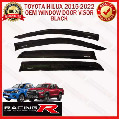 Toyota Hilux Conquest 2019ถึง2023และ Hilux Revo 2015ถึง2018 OEM การฉีดประตูหน้าต่าง Visor สีดำ2016 2017 2018 2019 2020 2021 2022