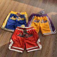 NBA Embroidered Men Women Retro Basketball Pants Loose Lakers Shorts James Double-Layer Bull JD