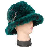 Green fur hat of genuine rex rabbit fur winter warm knitted women fur hats green cap new design H175