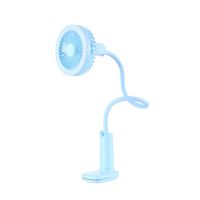 【YF】 Portable Clip on Fan Gooseneck Rechargeable LED Lamp 2 Speeds Brightness