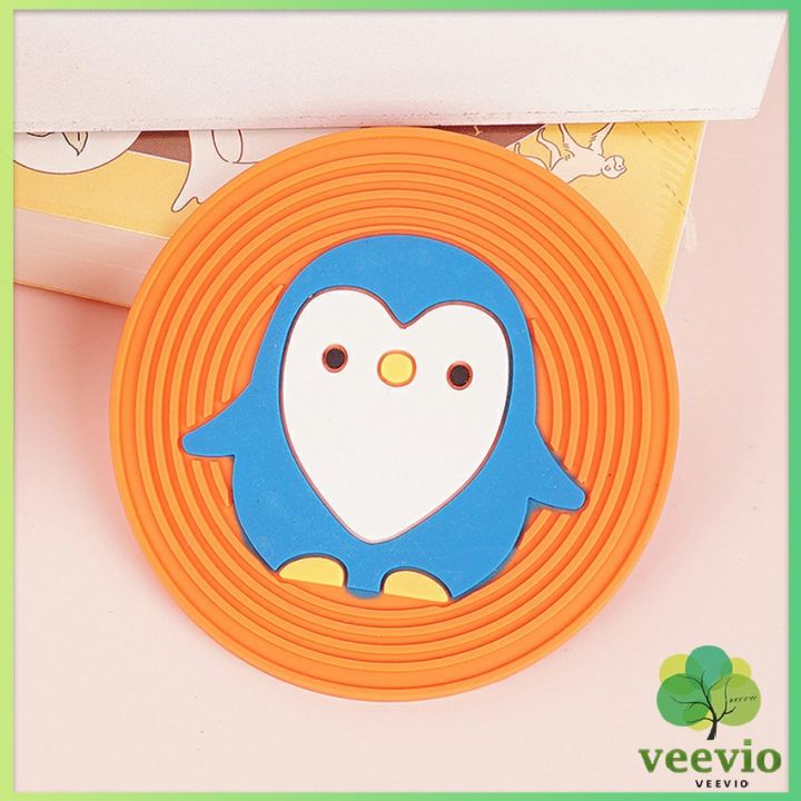 veevio-วัสดุกันลื่น-ล้างได้-ทนความร้อน-ที่รองแก้ว-pvc-ลายการ์ตูน-cartoon-pvc-coaster-สปอตสินค้า-veevio