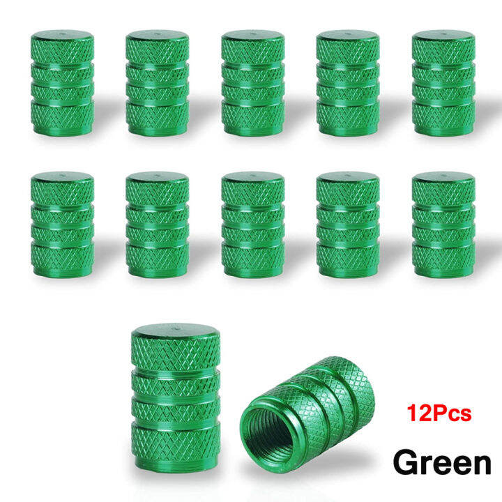 dsycar-12pcs-tyre-valve-stem-caps-ฝาครอบวาล์วอลูมิเนียมอัลลอยด์รถยนต์เอนกประสงค์-รถบรรทุก-รถจักรยานยนต์และจักรยาน