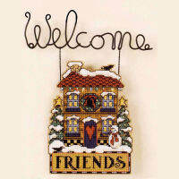 2021Plastic Cross Stitch Home Decoration Welcome BANNER KIT 14 Count Embroidery Sets Winter House Friends High Quality